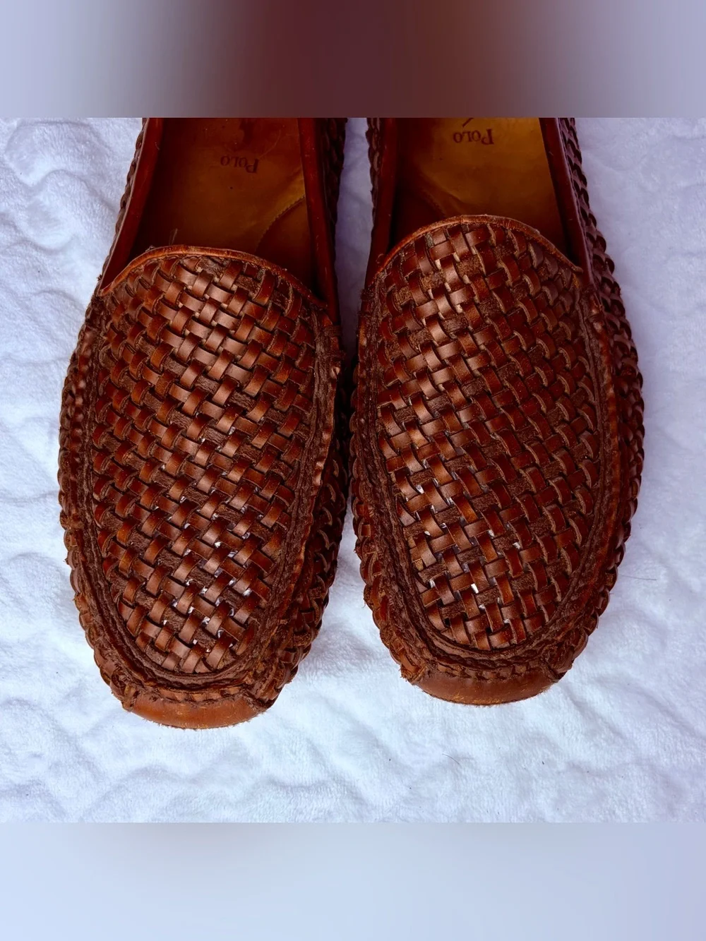 VTG 90s Ralph Lauren Leather Woven Loafers Men’s Size 10 Eclectic Grandpa vibe
